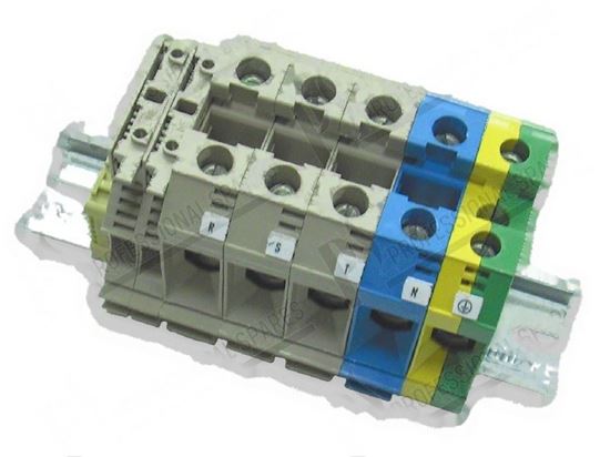 Picture of Terminal board 5 poles cable sq.mm 35 with 2 fuse holders for Zanussi, Electrolux Part# 2277