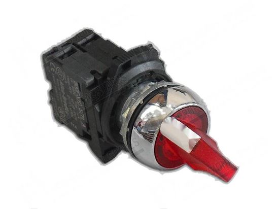 Picture of Red rotary switch  22 mm - pos. 0-1 with led 12V for Zanussi, Electrolux Part# 5093