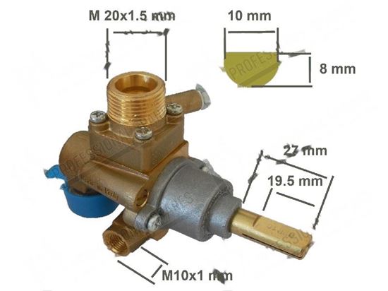 Picture of Valved gas tap PEL 22NV with safety device for Zanussi, Electrolux Part# 52145