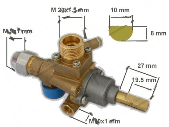 Picture of Valved gas tap PEL 22SV with safety device for Zanussi, Electrolux Part# 52146