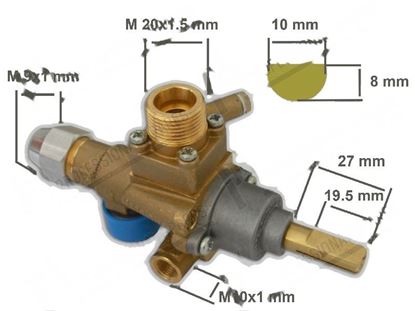 Picture of Valved gas tap PEL 22SV with safety device for Zanussi, Electrolux Part# 52432