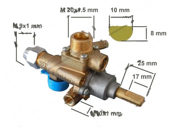 Picture of Valved gas tap PEL 22SV with safety device for Zanussi, Electrolux Part# 53449