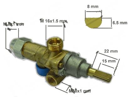 Picture of Valved gas tap PEL 21S with safety device for Zanussi, Electrolux Part# 59353