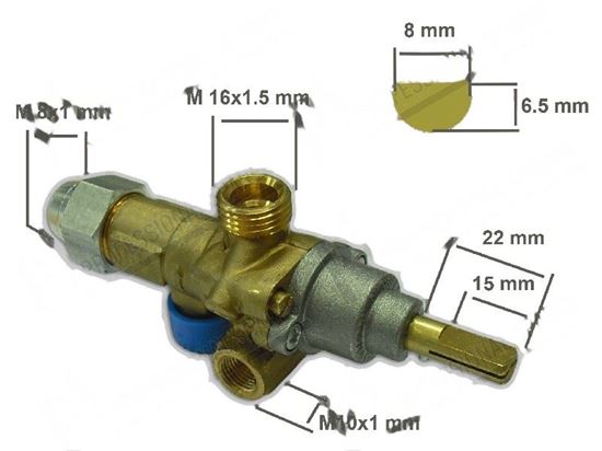 Picture of Valved gas tap PEL 21S with safety device for Zanussi, Electrolux Part# 59355