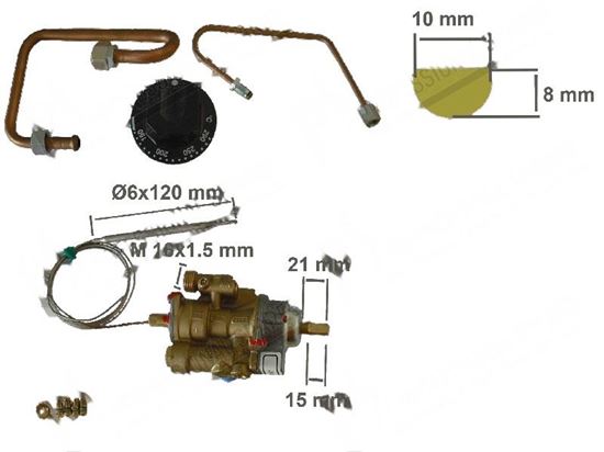 Picture of Valved gas tap 25STO with thermostat and safety device for Zanussi, Electrolux Part# 054635, 0C0006, 0K2869