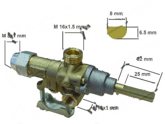 Picture of Valved gas tap PEL 21S with safety device for Zanussi, Electrolux Part# 0C0205