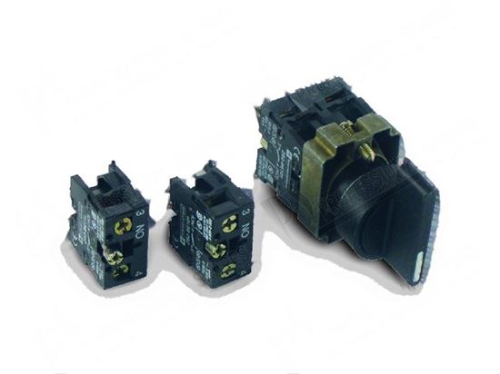 Picture of Black rotary switch  22 mm - 3 pos. 1-0-2 fixed for Zanussi, Electrolux Part# 0K4924, 0T5481