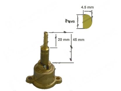 Picture of Nipple for gas tap PEL 22S - shaft  6x4,6 mm L=45/20 mm for Zanussi, Electrolux Part# 0K5371