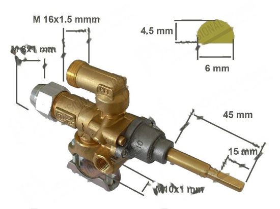 Picture of Valved gas tap PEL 21S with safety device for Zanussi, Electrolux Part# 0KI367