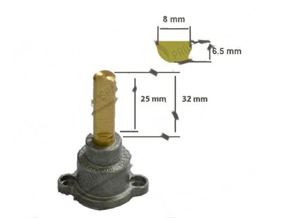 Picture of Nipple for gas tap PEL 21S - shaft  8x6,5 mm L=32/25 mm for Zanussi, Electrolux Part# 0S0661